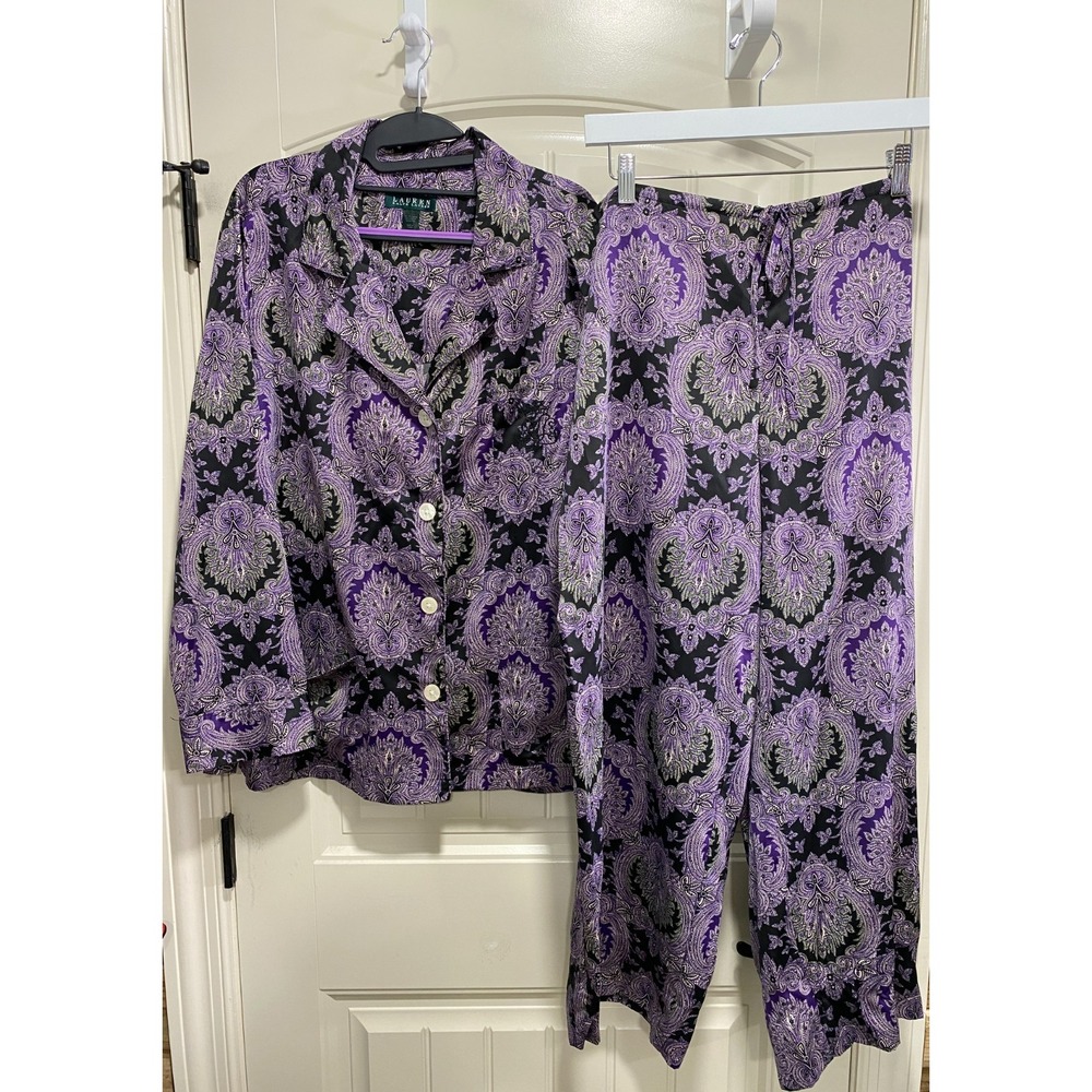 Lauren Ralph Lauren Pajamas Womens XL Purple Paisley Print Sleepwear Set